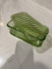 1930s Vintage Green Uranium Depression Glass Refrigerator Dish With A Lid