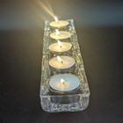 Crystal Glass 5 Candle Holder 11 25  X 2 25  Rectangle Tea-light Centerpiece