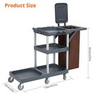 Commercial Janitorial Cleaning Cart 3 Shelf Utility Cart With Wheels Vinyl Bag