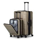 Luggage Expandable  2 Piece Set Carry On Abs pc Spinner Trolley  Khaki