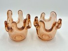 Pair Fire And Light Recycled Glass Copper Splash Votive Candle Holders Signed