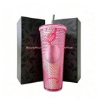 Starbucks X Blackpink Pink Studded Tumbler 24oz Cold Cup With Straw Gift Box Set