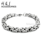 7 -11 men 316l Stainless Steel Wide 9mm Silver Byzantine Box Link Chain Bracelet