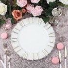 6 White Gold 13  Round Scalloped Trim Charger Plates Wedding Party Decorations