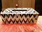 Duli Handmade Mother Of Pearl   Chevron Rectangle Tissue Box Cover  B w New