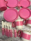 Vintage Plastic Play Dishes Mixed Lot Set Hot Pink