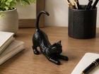  Cast Iron Playful Black Cat Door Stopper Statue Bookend 