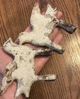 2 Antique Cast Iron Shooting Gallery    dove    Bird Targets - Carnival Circus Vtg