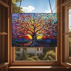 15  X 11  Vintage Style Stained Glass Window Hanging Suncatcher Panel