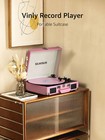 Pink Vinyl Record Player 3 Speeds Portable Suitcase Turntable
