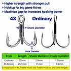 10 30pcs 4x Strong High Carbon Steel Treble Hooks Fishing Triple Hook Lure Hooks
