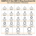 1050 Pcs O Ring Kit 21 Size Nitrile Rubber O Ring Assortment Set For Car Auto   