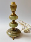 Vintage Italian Green Onyx Table Lamp Base Brass Lion Paw Hollywood Regency
