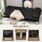 Futon Sofa Bed  Leather Futon Couch With Removable Armrests  Adjustable Recli   