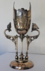 1876-1892 Aurora Silver Plate Company 9 1 2  Vase Victorian Batman Love Birds Nm
