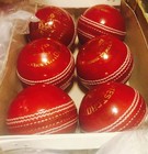 6 Red Cricket Ball - Leather Entirely Hand Stitched  5 5oz For 25 Overs