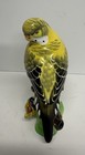 Rare Vtg 1950 s Napco Hand Paintedporcelain Parakeet Bird Log Perch Figure