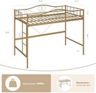 Metal Loft Bed Frame Twin With Ladder Safety Guardrail For Kids Support 400 Lbs