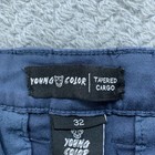 Young Color Cargo Pants Men   s 32x28 Blue Tapered Leg Stretch