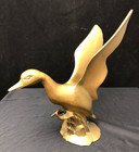 8 Inch Brass Mallard Duck In Flight Figurine Mcm Vintage