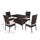 5 Piece Outdoor Patio Furniture Rattan Dining Table Cushioned Chairs Set