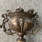 Antique Brass bronze Ornate Cast Pedestal Jardiniere Planter W cherubs 1800   s