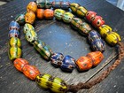 Rare African Mosaic Glass Trade Bead Necklace     Colorful Vintage Style Tribal B
