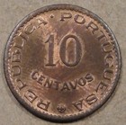 Portuguese India 1959 10 Centavos Bu Full Red Obv    Bn With Some Red Rev 
