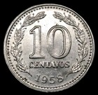 1958 Argentina 10 Centavos Sharp Lustrous Old World Coin Km 54  stk114 