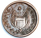 Rarer 1863 Us Civil War Token Cent Liberty No Slavery Flags   Shield F36 340a