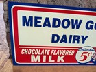 New Old Stock Nos Embossed Meadow Gold Dairy Chocolate Milk 1993 Tin Metal Sign