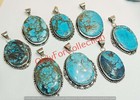 Trendy Turquoise Gemstone 925 Sterling Silver Plated Wholesale Pendants Lot