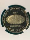 Philippines 1996 2000 Piso Asia Pacific Economic Cooperation Gold Ngc Pf 69 Uc