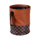 Hzel Car Collapsible Trash Can  Leather Pop-up Hanging Vehicle Garbage Bag