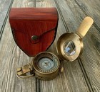 Antique Vintage Solid Brass Wwii Military Pocket Compass Xmas Gift Collectible
