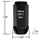 20pcs 14x1 5 Lug Nuts   Acorn Cone Bulge Long Closed   Xl Tall Black   M14x1 5