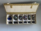 Vintage Chinese Cloisonn   Miniature Ginger Jar Trinket Box Set W  Stands 6pc