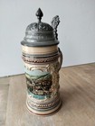 Vintage German Reinhold Merkelbach Pewter Lid 1 2l Beer Stein  1142