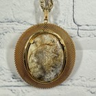 Rare Unique Vintage Necklace Pendant Yellow Gold Plated Women Chain Heavy