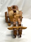 Vintage Wooden Wagon Buggy With Wood Wheels Rider Barrel Animals Intricate Desig