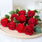 Red Silk Rose Artificial Flowers Single Bud With Stem Fake Bouquet Wedding Party
