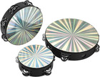 3-pack Wood Tambourine Set 6 8 10in Double Jingle Church Worship Drum