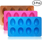 3 Pcs Egg Shape Silicone Molds  8-cavity Food-grade Baking Mold For Diy Cake Dec