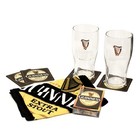Guinness Home Bar Set  2 Pint Glasses  Bar Towel  4 Coasters   Playing Cards 