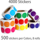 4000 Pcs 3 4  Colored Dot Stickers Circle Color Coding Labels  8 Color Style Col