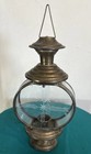 Vtg Brass Lantern Candle Holder Star Etched Decorative Glass Panels 12 5  Mcm