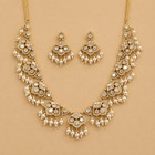 Indian Kundan Necklace Earring Set Pearl Gold Plated Polki Wedding Jewelry