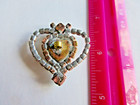 Gorgeous Czech Vintage Style Glass Rhinestone Button Heart  Peridot Green Multi