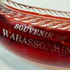 Wabasso Mn Minnesota Ruby Red Flash Souvenir Glass Trinket Antique Boat