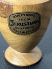 Olive Wood Vase pitcher Crafted Greetings From Jerusalem Israel Judaica